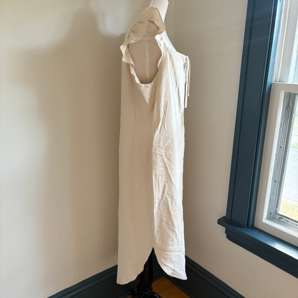 HATCH Jenna Dress Button Front Midi Maternity Women's 3 Cream Ruffle Sleeves Tie - Picture 5 of 10